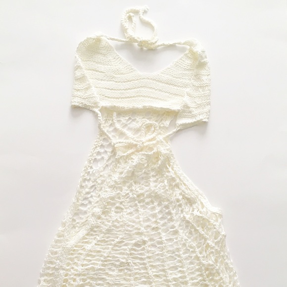 Ivory Crochet Swimsuit Halter Cover Up - Picture 3 of 6